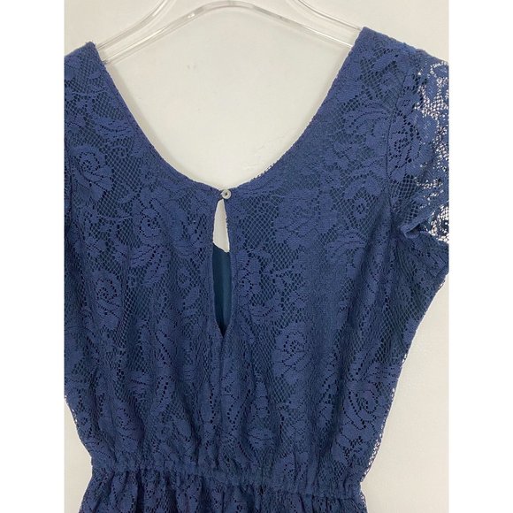 Abercrombie & Fitch Lace Navy Blue Short Romper Small - Picture 6 of 11